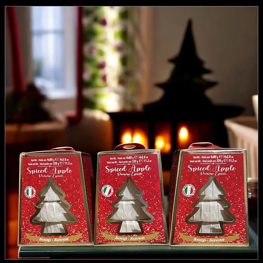 Lot of 3 Spiced Apple scented Soap 12 pack stocking stuffer Made in Italy